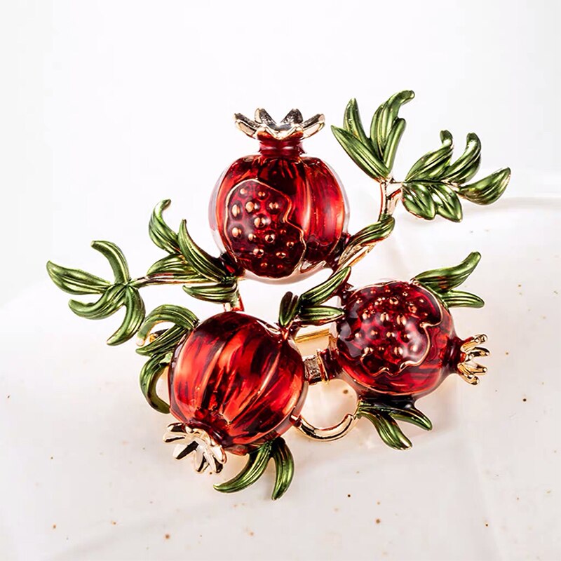 TEEK - Red Enamel Pomegranate Brooches JEWELRY theteekdotcom   