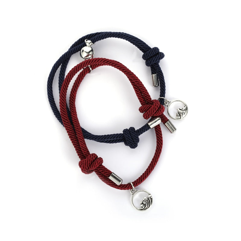TEEK - Handmade Couple's Magnetic Bracelets JEWELRY theteekdotcom dark blue red wine adjustable 