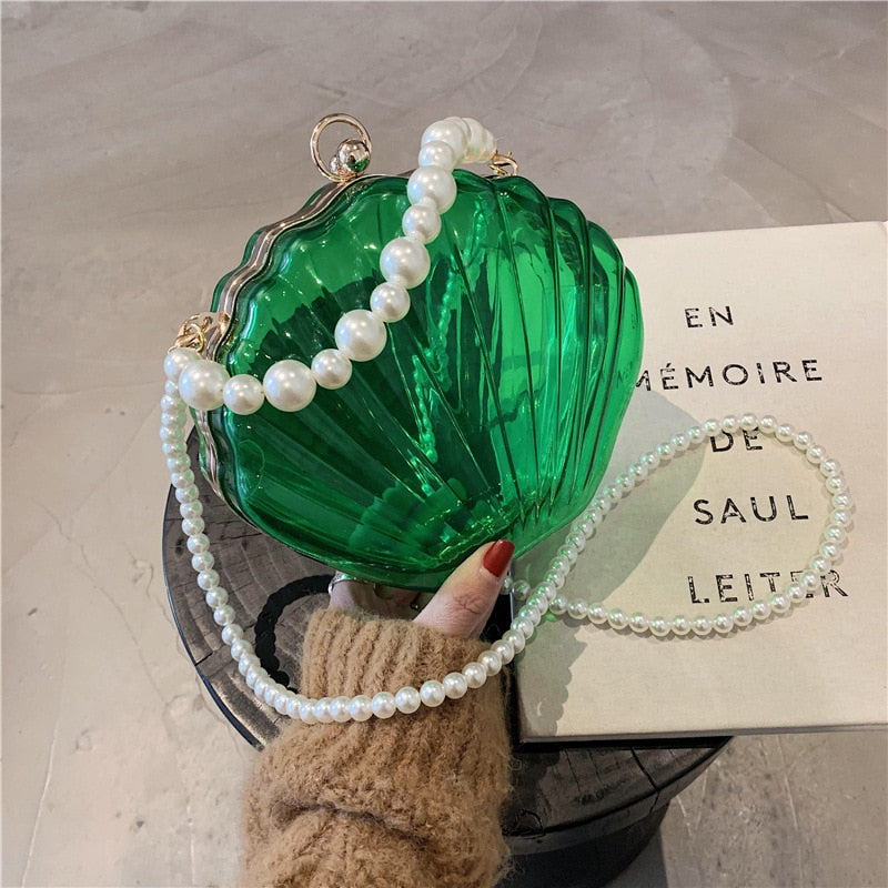 TEEK - Transparent Shell Pearl Handbag BAG theteekdotcom Green  