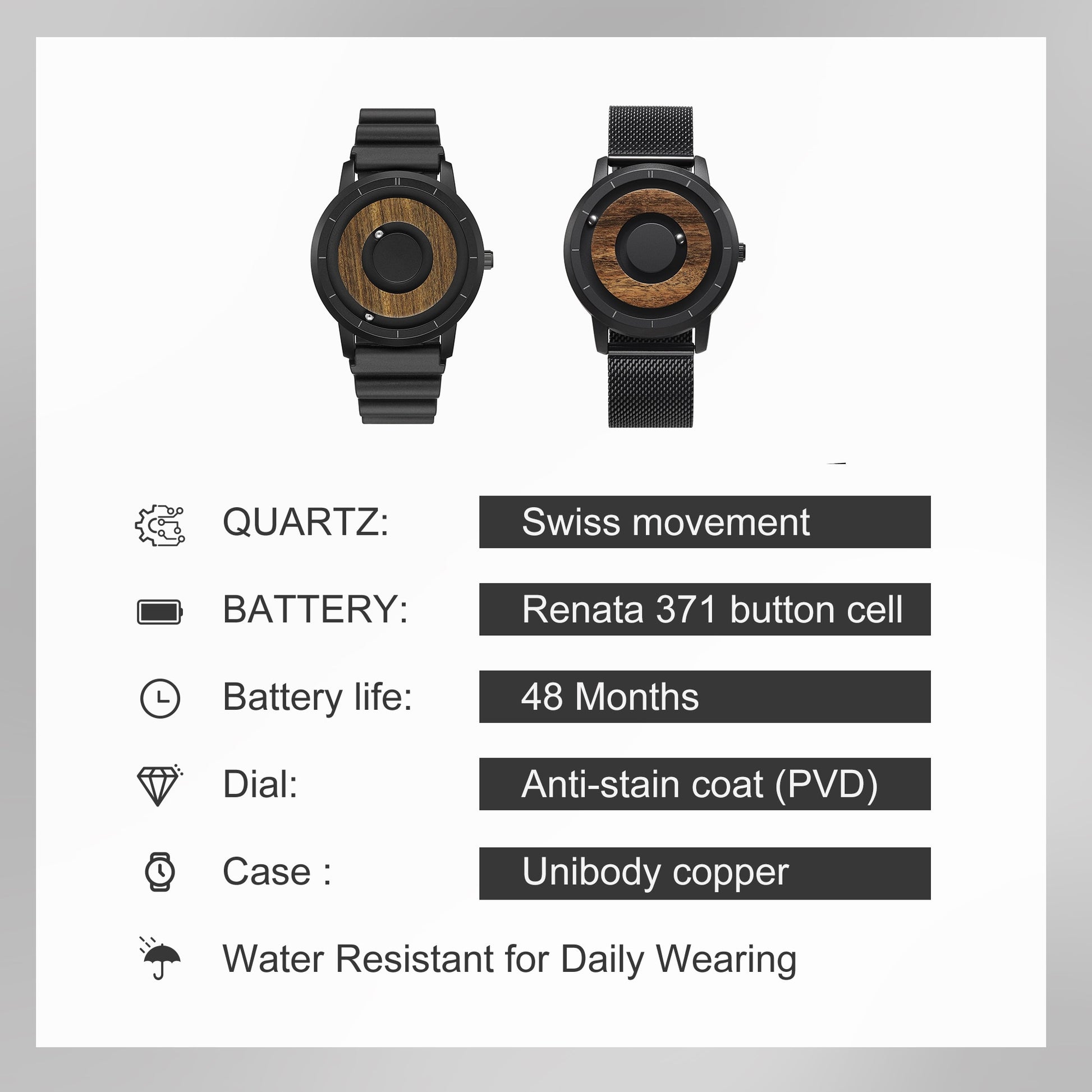 TEEK - Magnetic Wooden Dial Quartz Watch WATCH theteekdotcom   