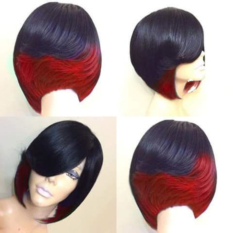 TEEK - Currency Color Short Bob Wig | Various Colors HAIR theteekdotcom Black and Red  