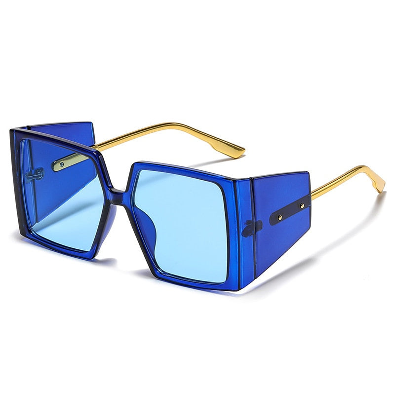 TEEK - Square Barely Blockers Sunglasses EYEGLASSES theteekdotcom Blue-Blue  