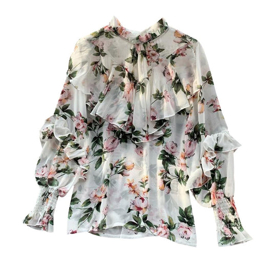 TEEK - Sweet Print Floral Blouses TOPS theteekdotcom white One Size 