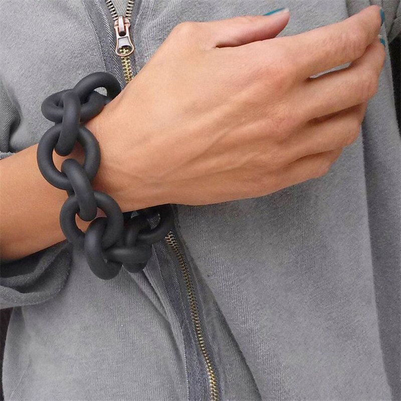 TEEK - Rubber Color Chain Bracelets JEWELRY theteekdotcom black  