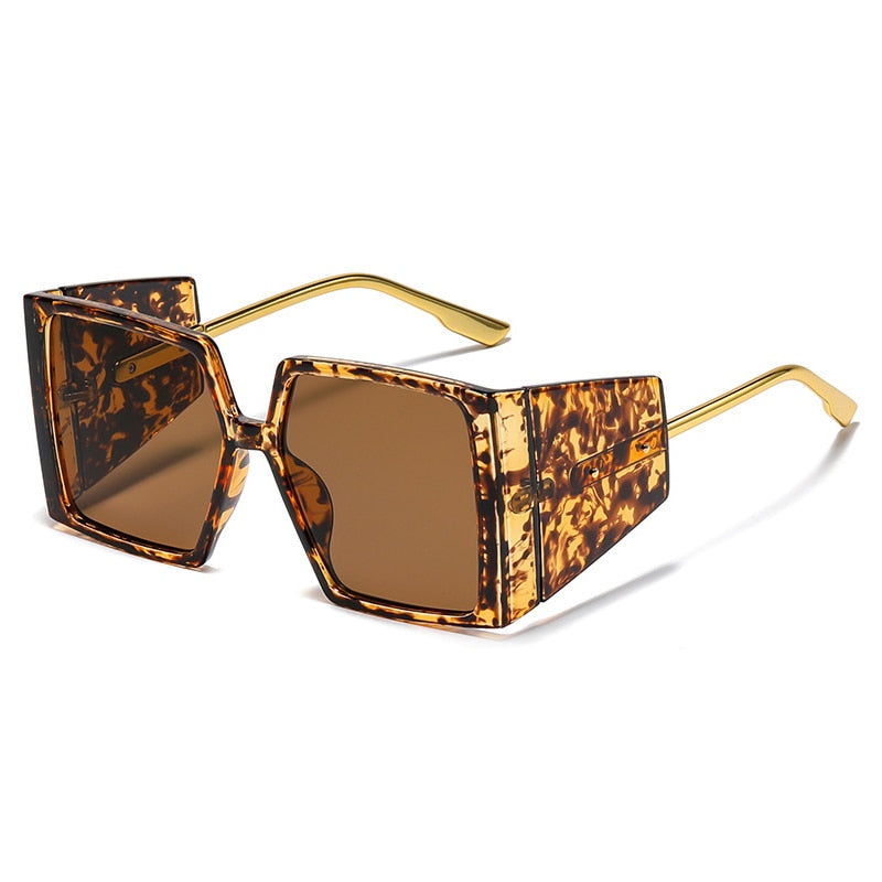 TEEK - Square Barely Blockers Sunglasses EYEGLASSES theteekdotcom Leopard-Brown  