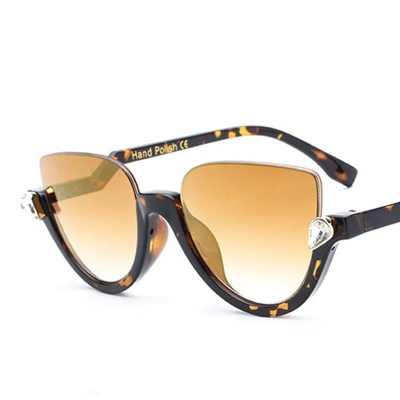 TEEK - Fashion Diamond Cat Eyeglasses EYEGLASSES theteekdotcom E303 leopard gold  