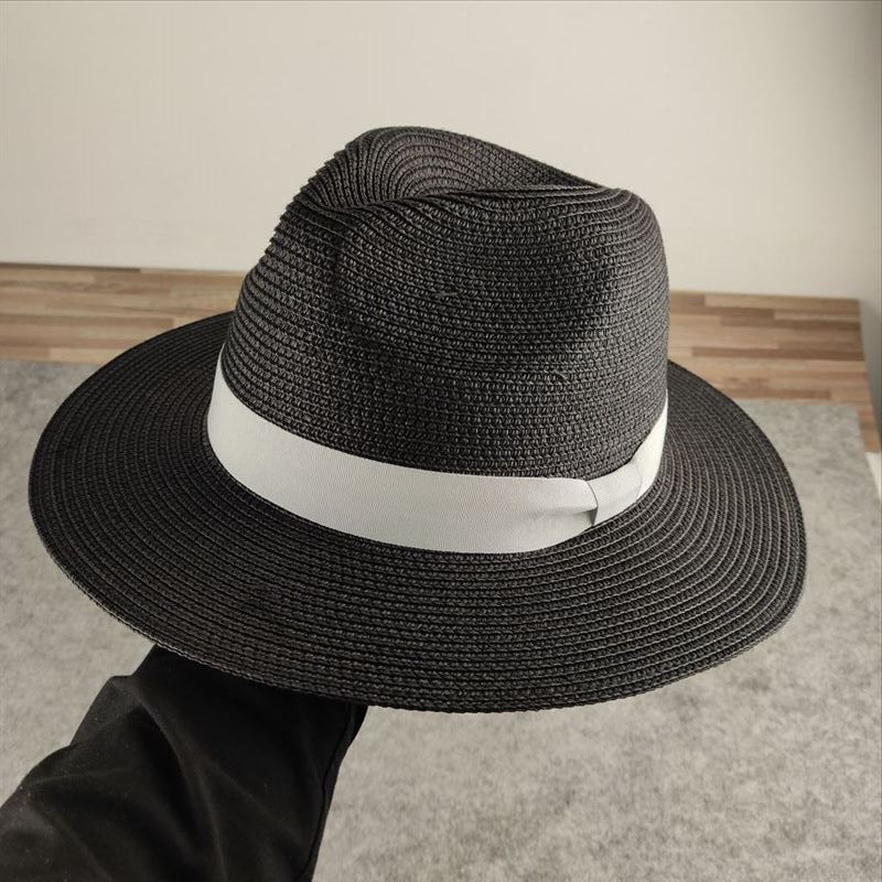 TEEK - Mens Straw Panama Hat HAT theteekdotcom black 21.65in-22.83in 