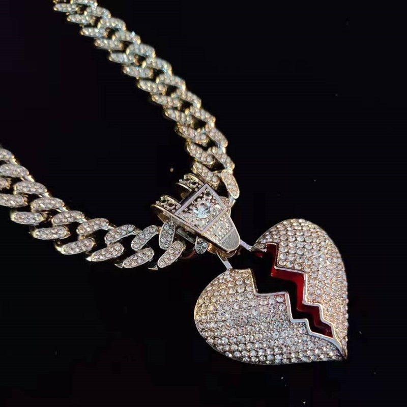 Cuban link broken on sale heart