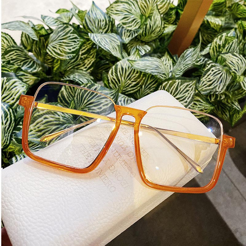 TEEK - Half Frame Square Glasses EYEGLASSES theteekdotcom orange  