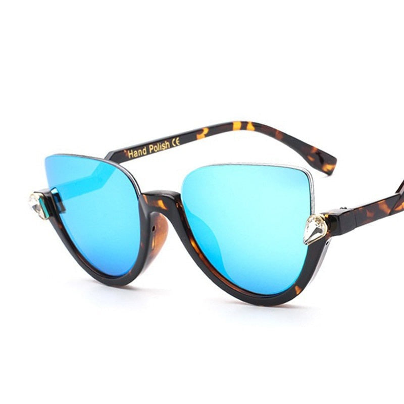 TEEK - Fashion Diamond Cat Eyeglasses EYEGLASSES theteekdotcom E303 leopard blue  