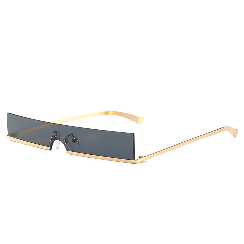 TEEK - Half Frame Rectangle Bottom Frame Glasses EYEGLASSES theteekdotcom C1-Gold Black as shown 