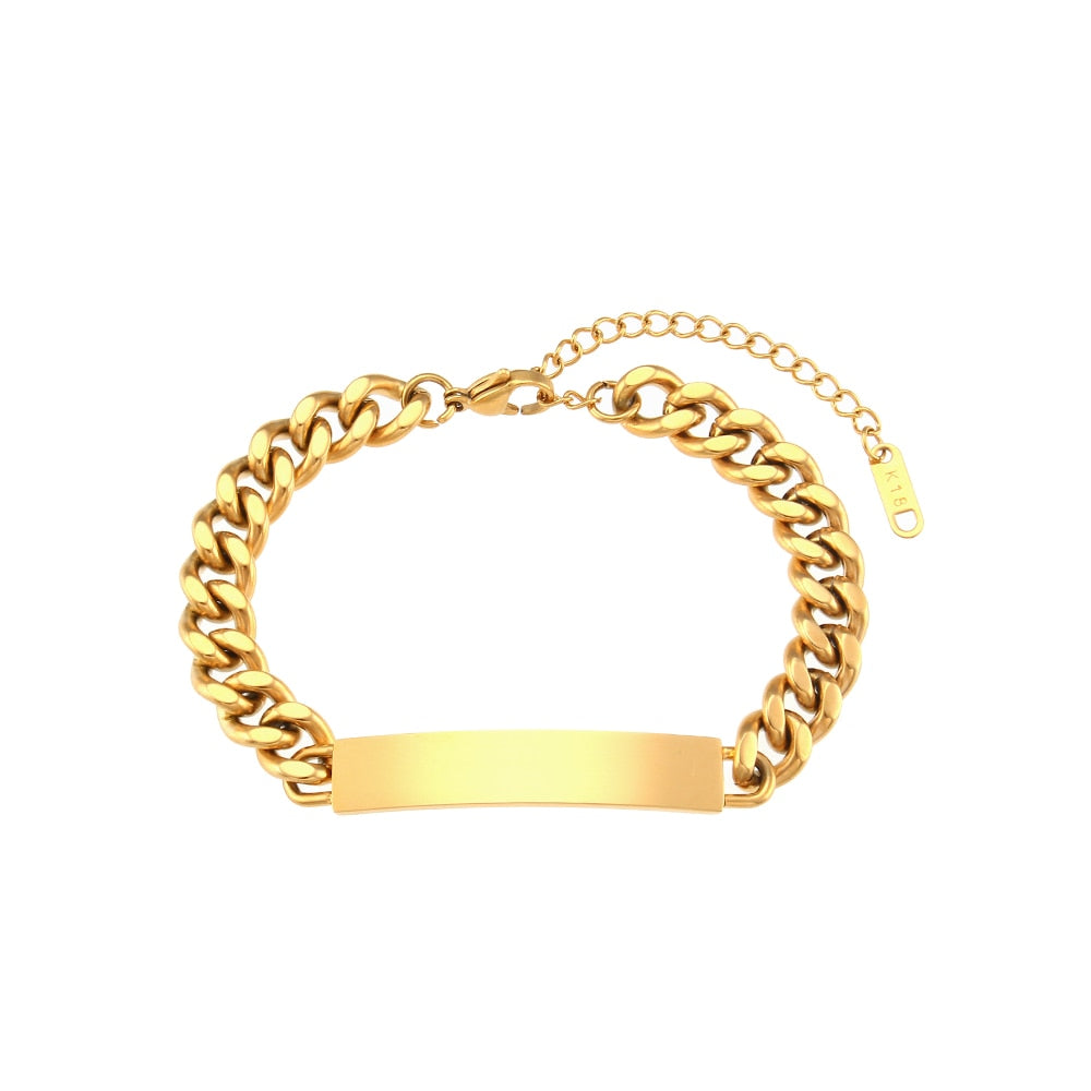 TEEK - Fine Polished Plate Chain Bracelet JEWELRY theteekdotcom 8mm cuban chain  