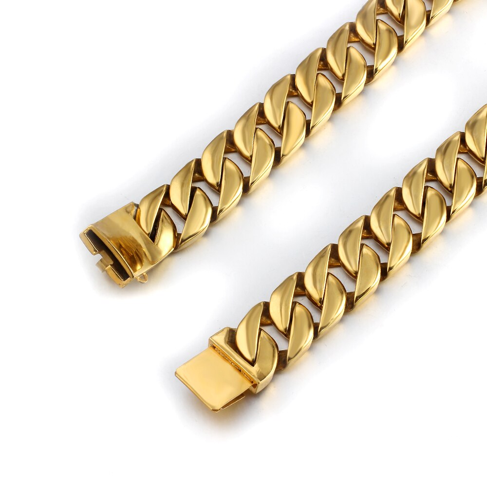TEEK - Wide Golden Chain Dog Collar PET SUPPLIES theteekdotcom   