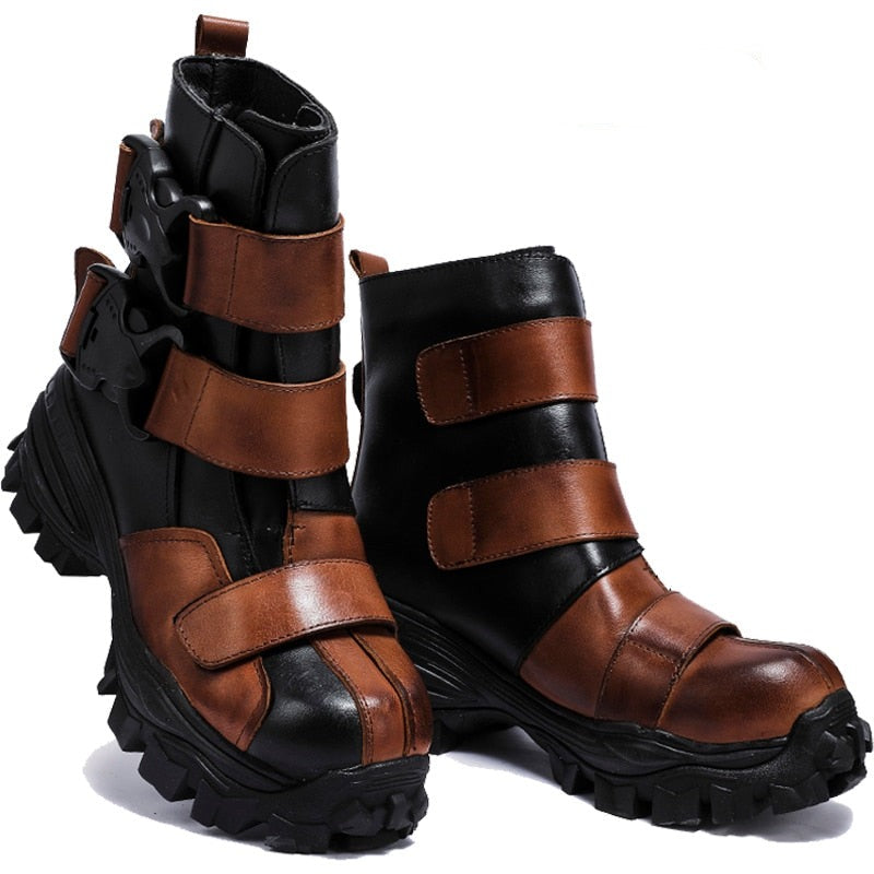 TEEK - Italian Vel Buckle Strap Motorcycle Boots SHOES theteekdotcom   