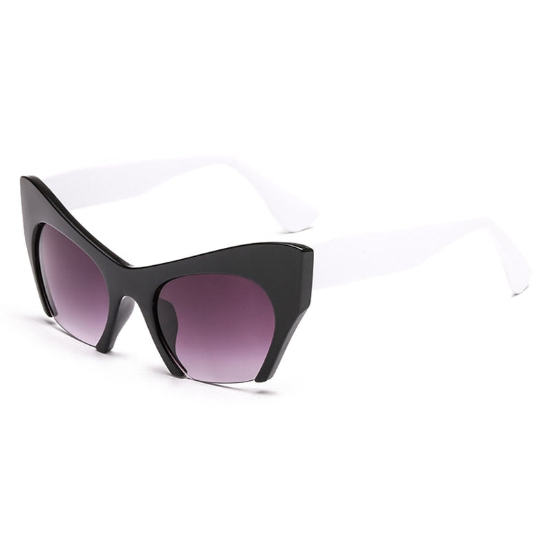 TEEK - Half Frame Cateye Glasses EYEGLASSES theteekdotcom Black White Gray  