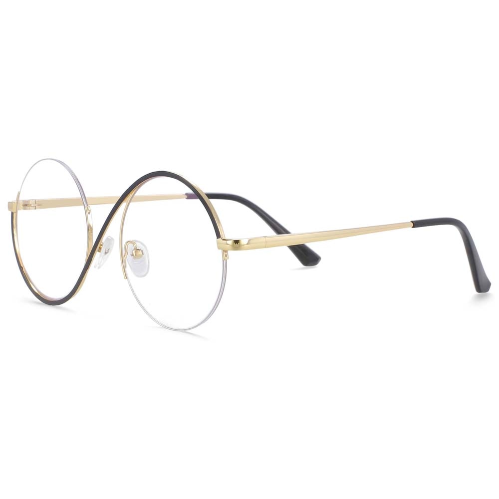 TEEK - Round Metal Half Frame Eyeglasses EYEGLASSES theteekdotcom black  