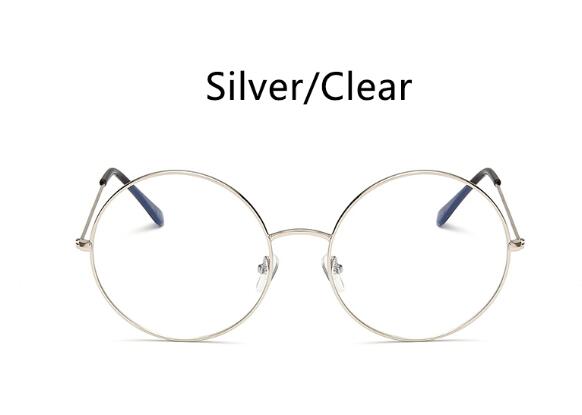 TEEK - Big Round Metal Clear Lens Eyeglasses EYEGLASSES theteekdotcom C2 silver clear  