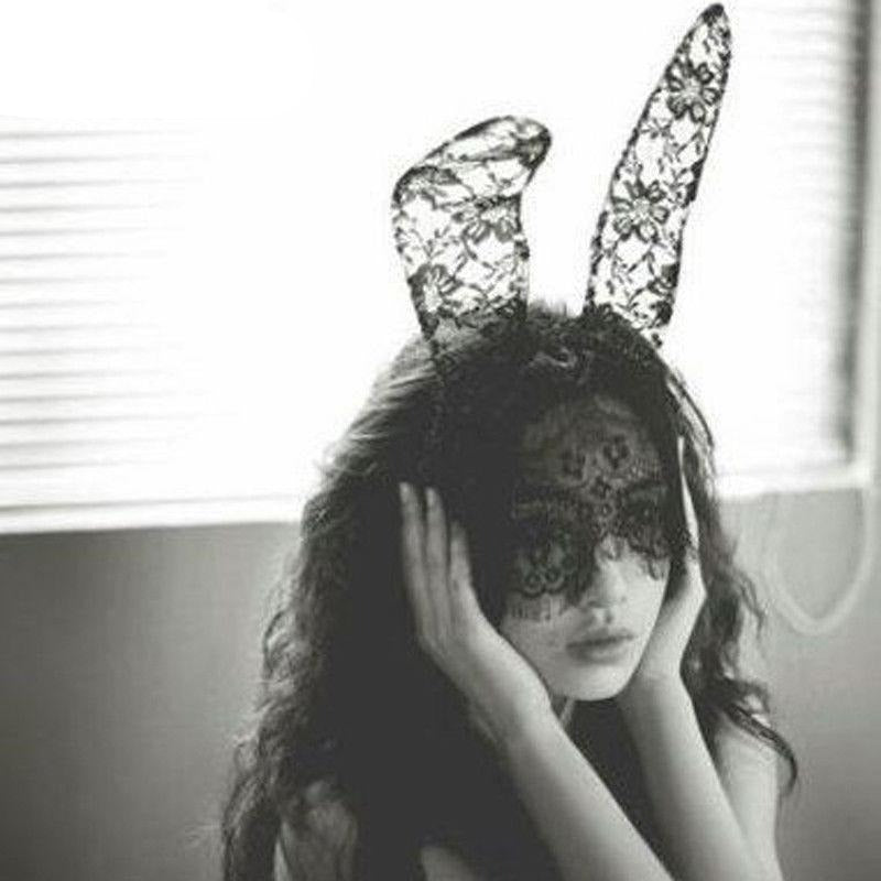 TEEK - Black Lace Masquerade Rabbit Ears Eye Mask MASK theteekdotcom   