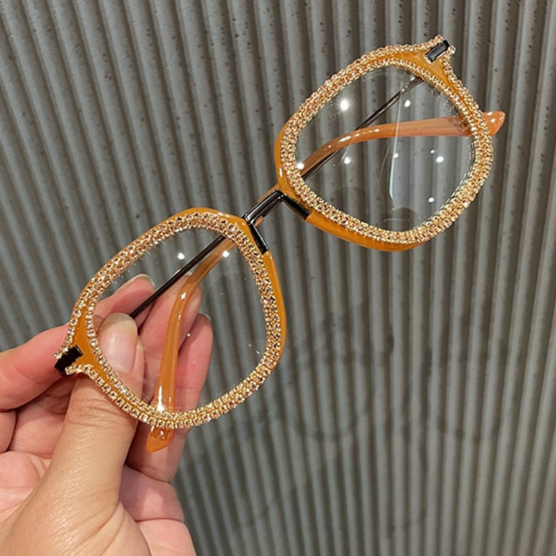 TEEK - Outline Rhinestone Eyeglasses EYEGLASSES theteekdotcom 1812 Orange  