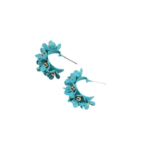 TEEK - Flourish Flower Hoop Earrings JEWELRY theteekdotcom Blue  