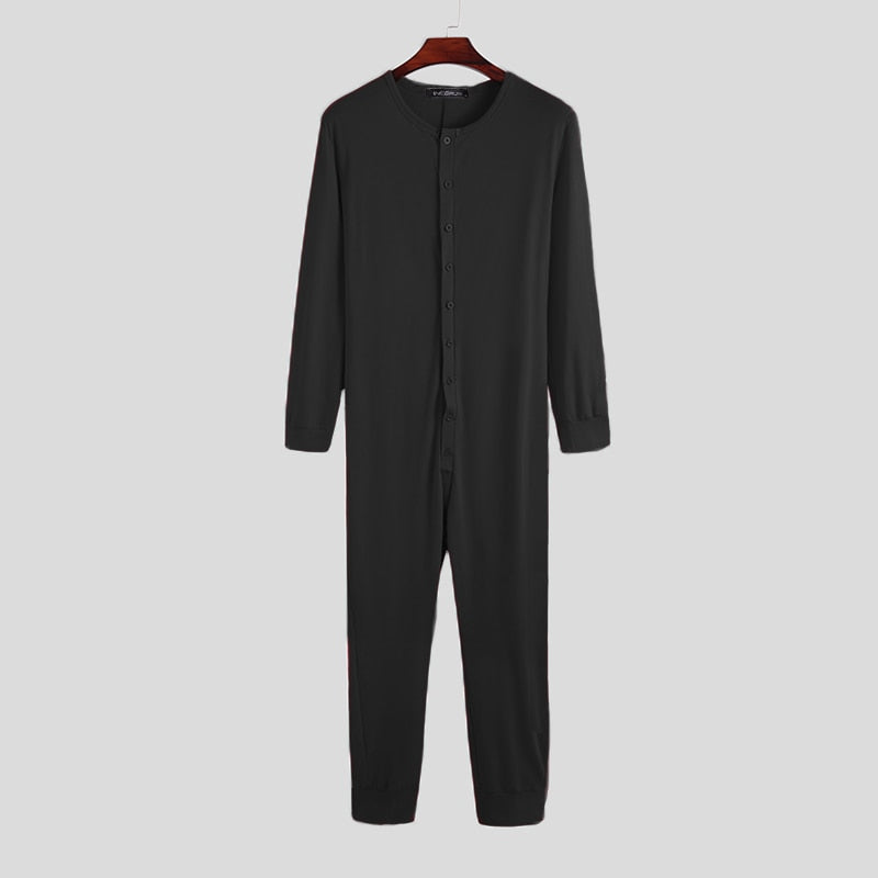 TEEK - Mens Pajamas Jumpsuit Sleepwear Romper PAJAMA theteekdotcom Black S 