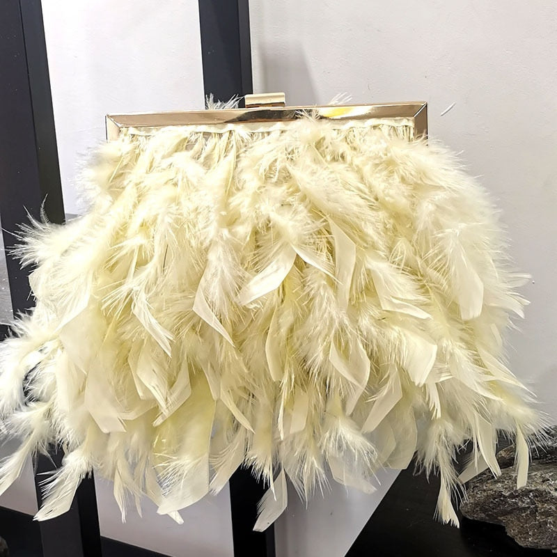 TEEK - Fashion Feather Handbag BAG theteekdotcom Light Yellow  