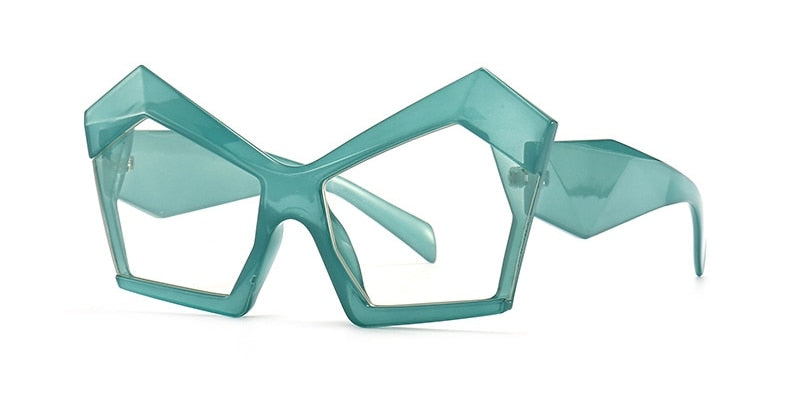 TEEK - Polygon Clear Lens Eyewear EYEGLASSES theteekdotcom Green  