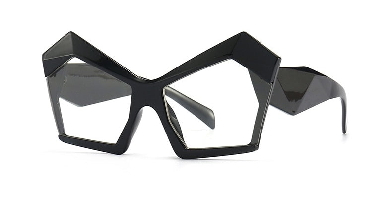 TEEK - Polygon Clear Lens Eyewear EYEGLASSES theteekdotcom Black  