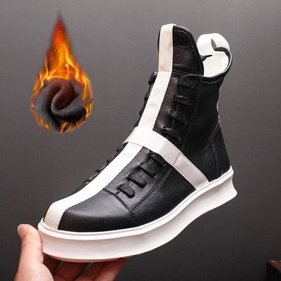 TEEK - Mens Personality Platform High-Top Sneakers SHOES theteekdotcom black fleece 6 
