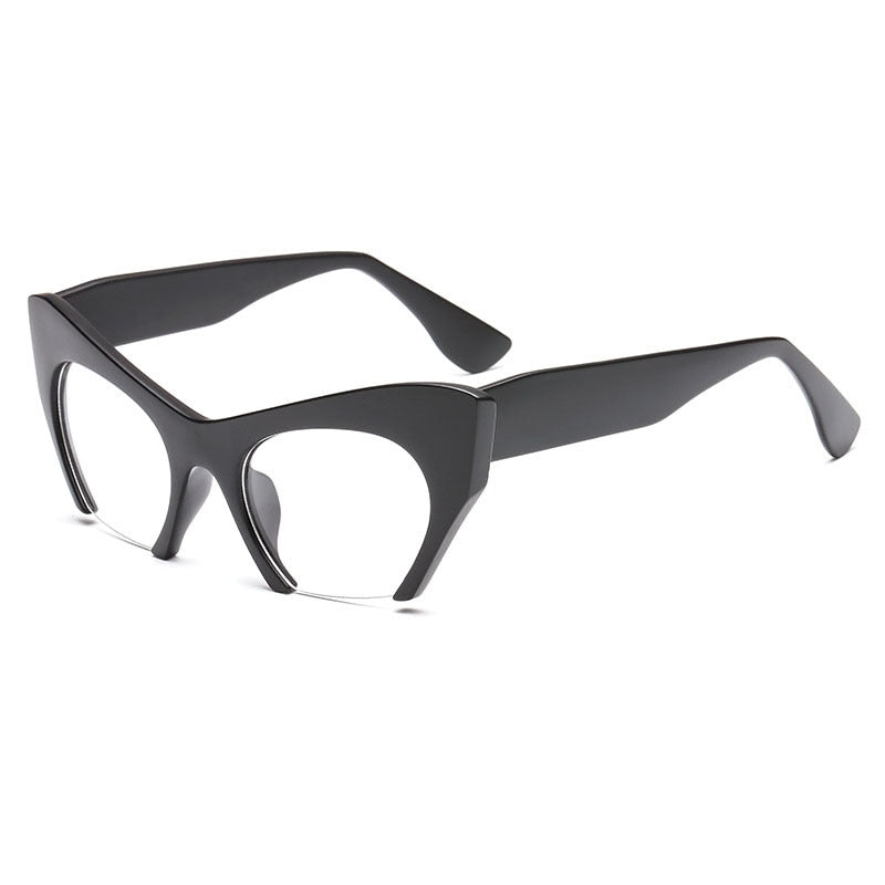 TEEK - Half Frame Cateye Glasses EYEGLASSES theteekdotcom Matte Black  