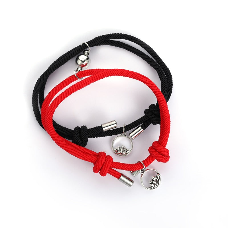 TEEK - Handmade Couple's Magnetic Bracelets JEWELRY theteekdotcom black red adjustable 