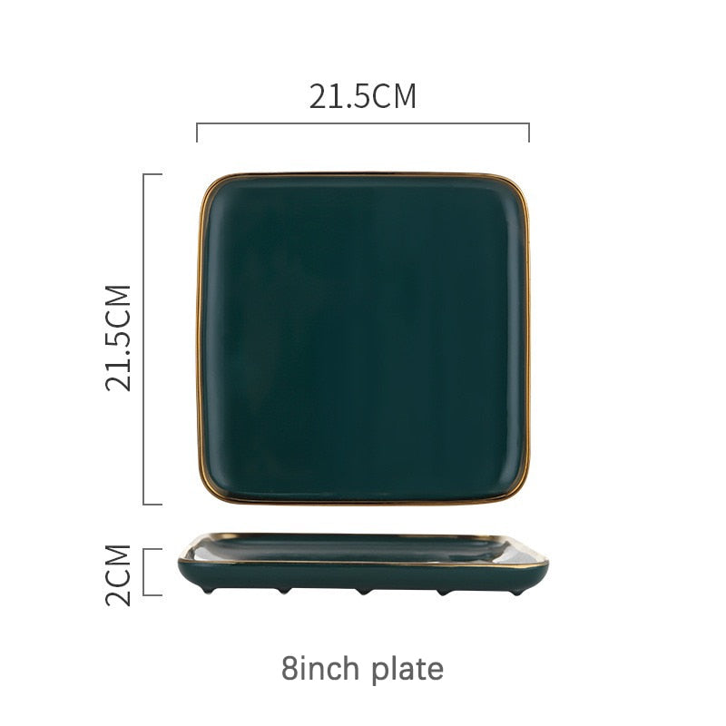 TEEK - Green Nordic Style Ceramic Dinner Plates HOME DECOR theteekdotcom 8.5x8.5in plate  