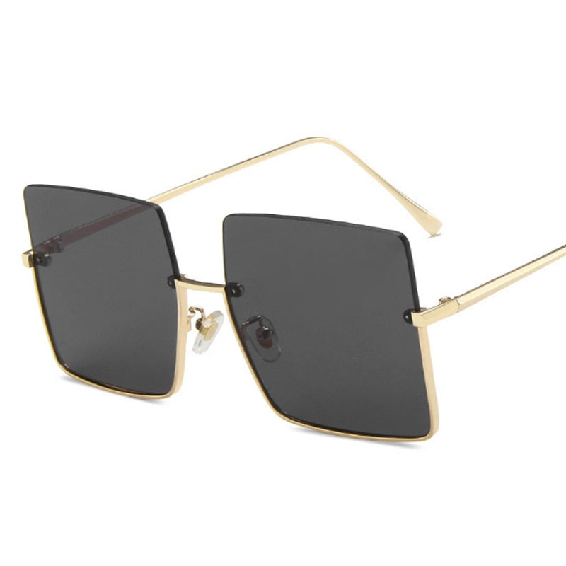 TEEK - Bizzy Boss Bottom Frame Square Sunglasses EYEGLASSES theteekdotcom Gold Gray  
