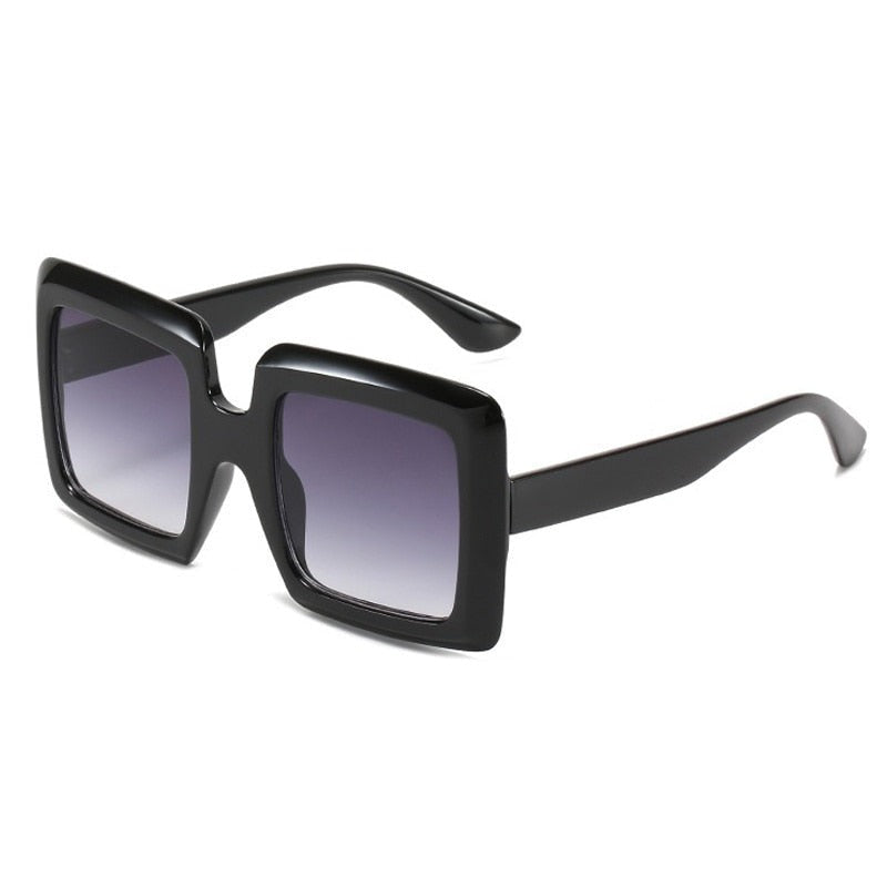TEEK - Vintage Oversized Square Sunglasses EYEGLASSES theteekdotcom Black Double Gray  