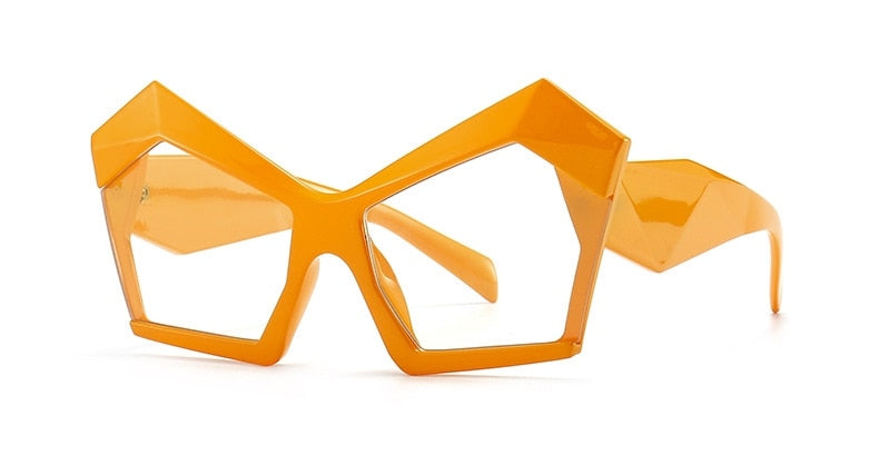 TEEK - Polygon Clear Lens Eyewear EYEGLASSES theteekdotcom Orange  