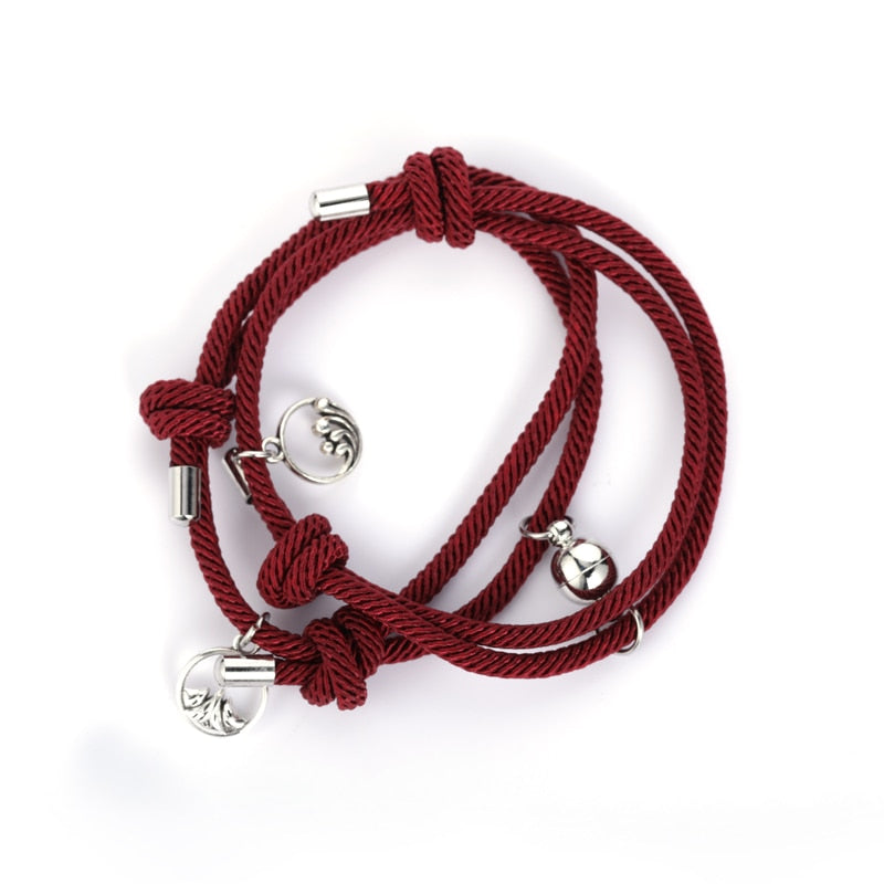 TEEK - Handmade Couple's Magnetic Bracelets JEWELRY theteekdotcom red wine adjustable 