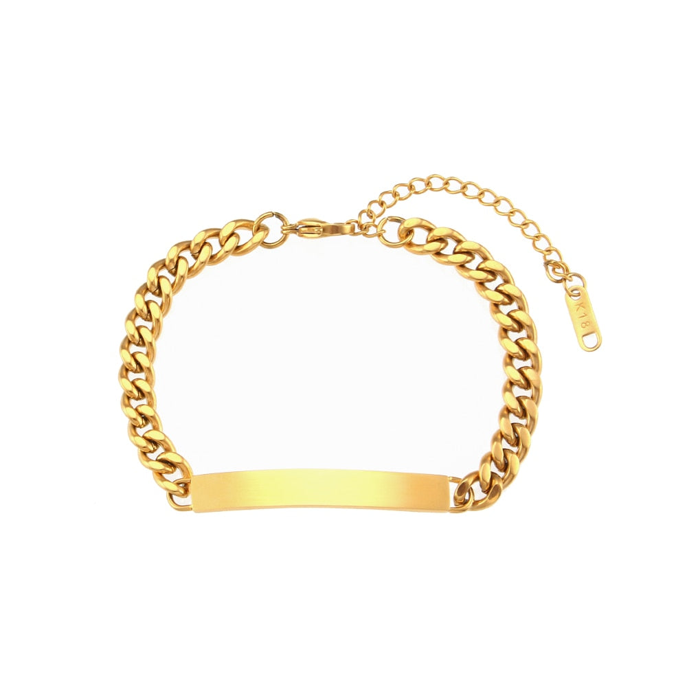 TEEK - Fine Polished Plate Chain Bracelet JEWELRY theteekdotcom 6mm cuban chain  