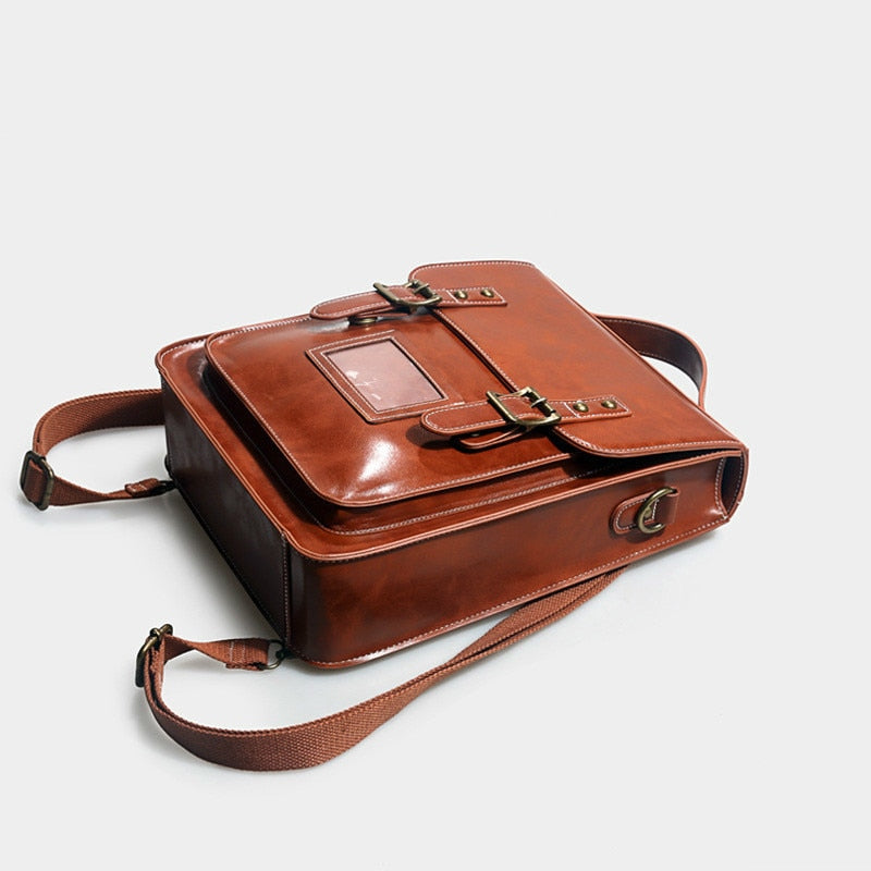 TEEK - Contrast British Style Archive Flap Backpack BAG theteekdotcom Brown 13.98in * 11.02in * 3.94in 