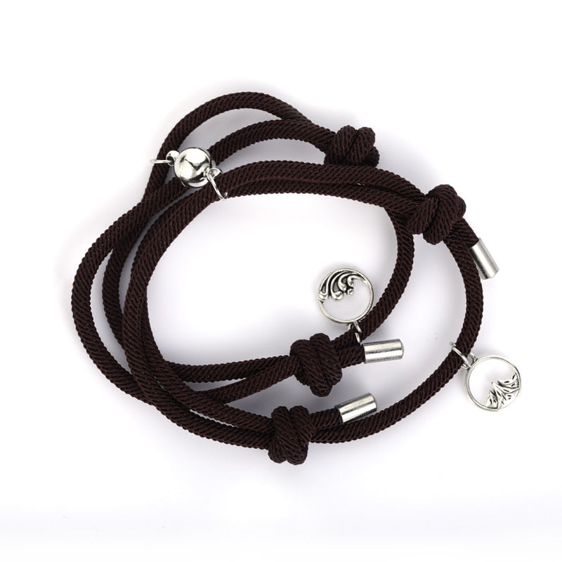 TEEK - Handmade Couple's Magnetic Bracelets JEWELRY theteekdotcom dark brown adjustable 