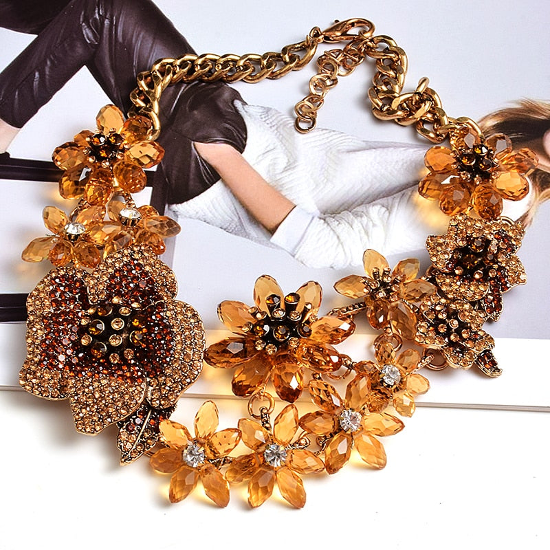 TEEK - Handmade Colorful Crystals Necklace JEWELRY theteekdotcom Brown 45cm 