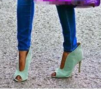 TEEK - Suede Peep Fetty Ankle Boots SHOES theteekdotcom green suede 5.5 