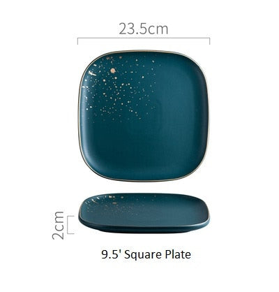 TEEK - Green Nordic Ceramic Dinnerware Set HOME DECOR theteekdotcom 23 square plate 25-30 days 