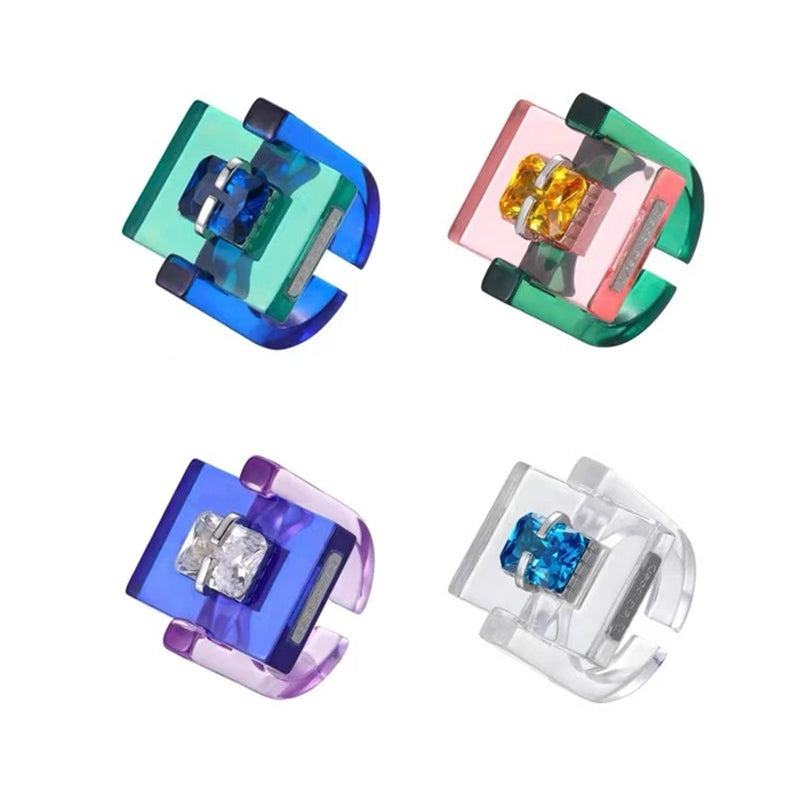 TEEK - Colorful Transparent Geometric Square Rings JEWELRY theteekdotcom   