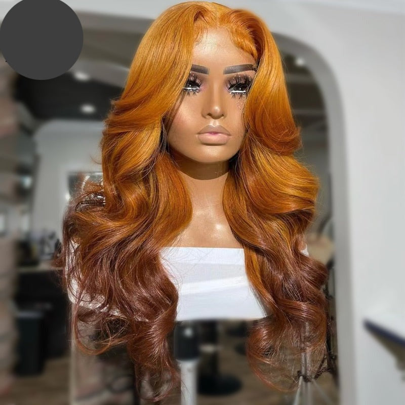 TEEK - Caramel Wave Orange Brown Ombre Wigs | Various Styles HAIR TEEK H Ombre Orange Brown 28 inches 13x4 Frontal Wig 150