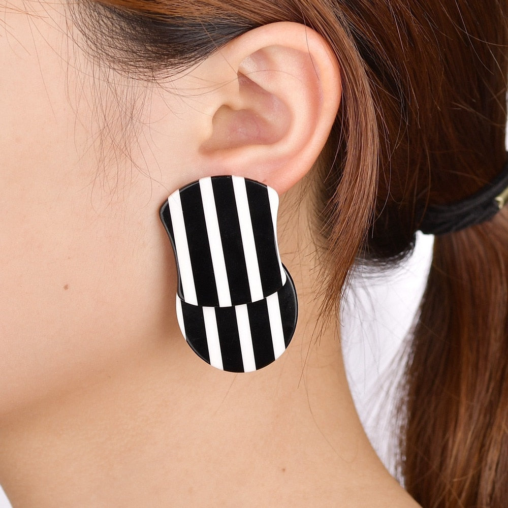TEEK - Black And White Stripes Dangle Earrings JEWELRY theteekdotcom Default Title  