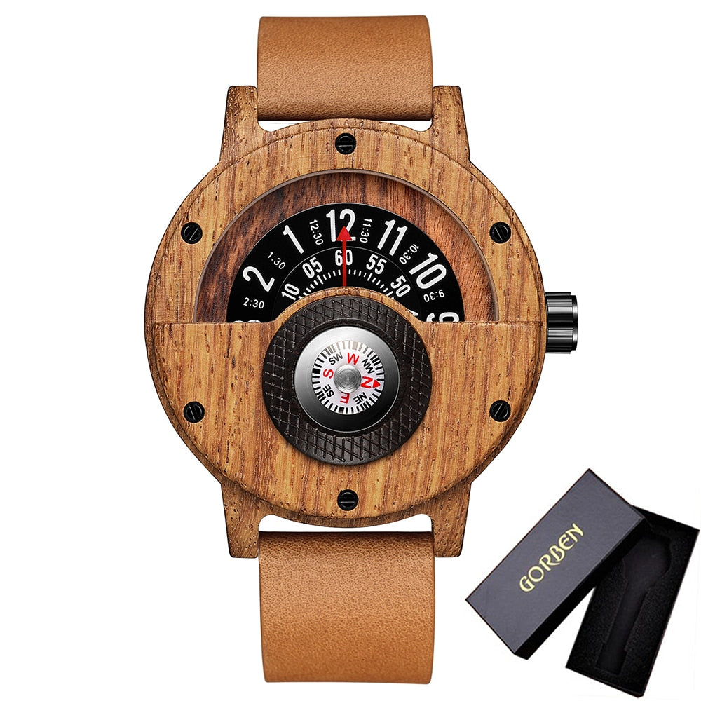 TEEK - Wood Compass Turn Mens Watch WATCH theteekdotcom Style 3 with box  
