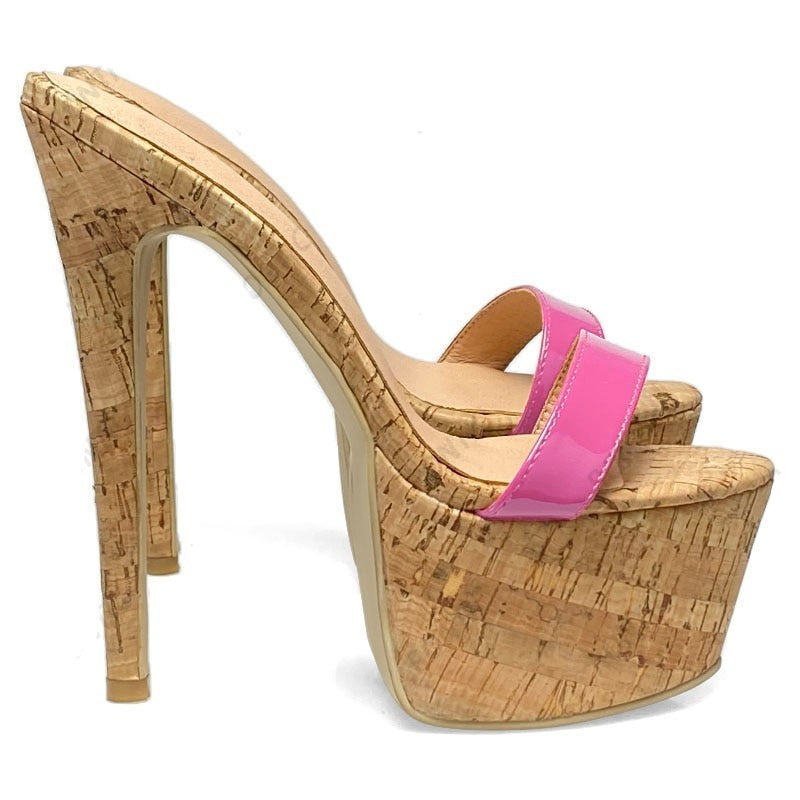 TEEK - Blushing Reds - Platform Cork Stiletto Heels | Up to Size 14.5 SHOES theteekdotcom Pink US 5.5/Label 5 