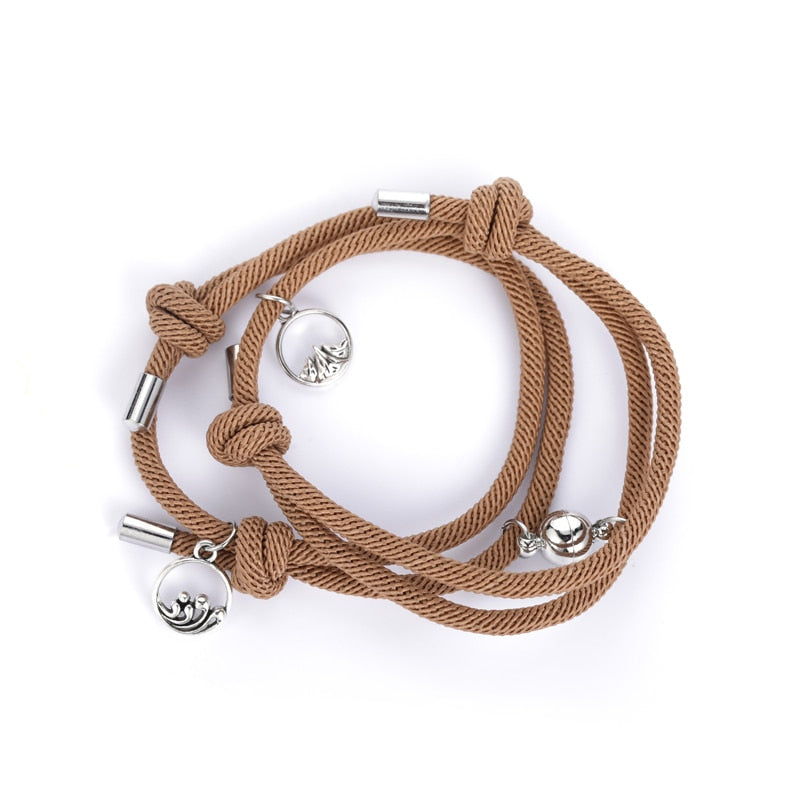 TEEK - Handmade Couple's Magnetic Bracelets JEWELRY theteekdotcom light brown adjustable 