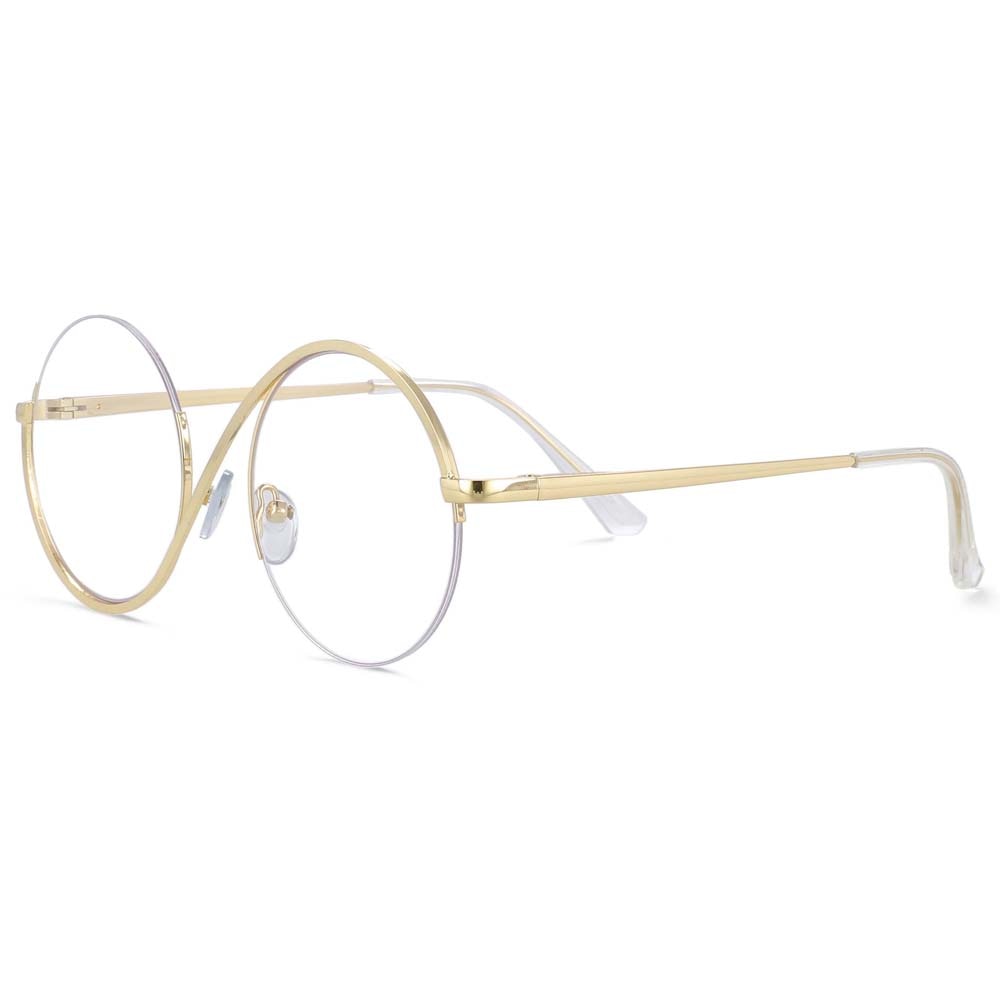 TEEK - Round Metal Half Frame Eyeglasses EYEGLASSES theteekdotcom gold  
