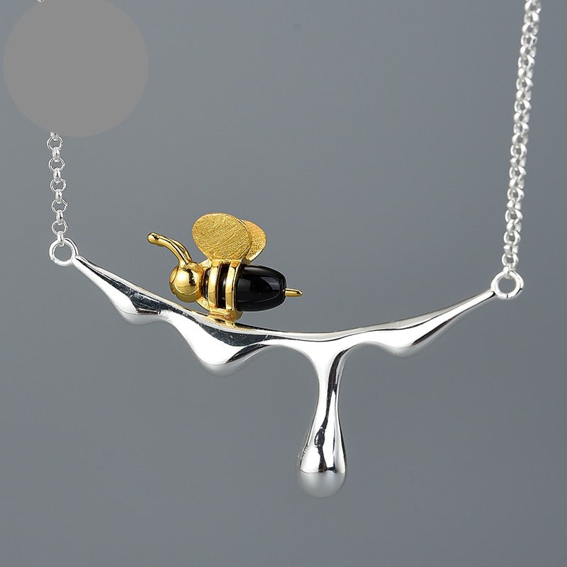 TEEK - Honey Drip Bee Jewelry JEWELRY theteekdotcom Silver Necklace Only 25-30 days 